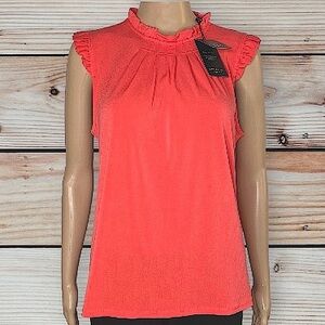 New Adrianna Papell ruffle coral top Sz. M